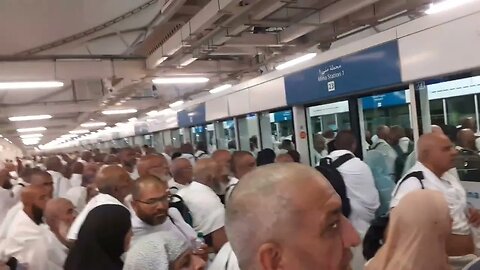 Mina: Waiting for train for arafat #hajj #hajj2023