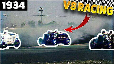 [1934] V8 Racing, Los Angeles, California | Gilmore Road Race [RESTORED FOOTAGE] AI Enhanced