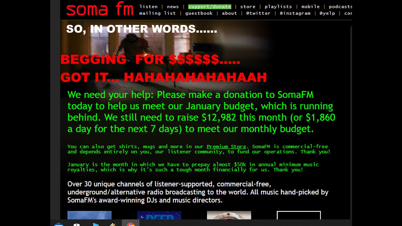 SOMAFM.COM IS ""E-BEGGING"" for money