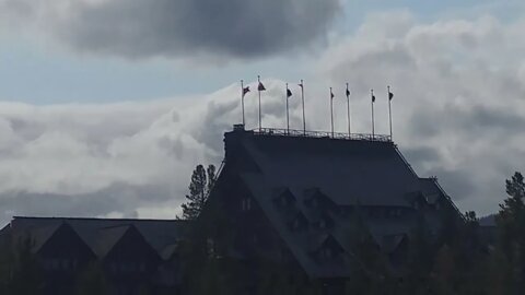 Old Faithful Inn viewed from the Upper Geyser Basin in Yellowstone