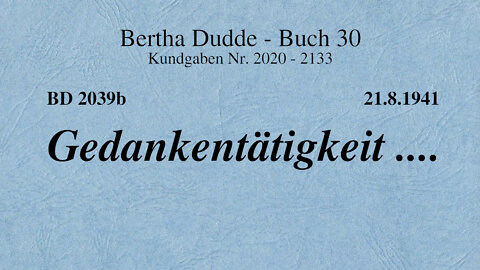 BD 2039B - GEDANKENTÄTIGKEIT ....