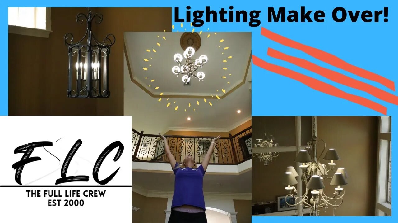 Lighting MAKEOVER! Changing Lights with 20 foot ceiling!