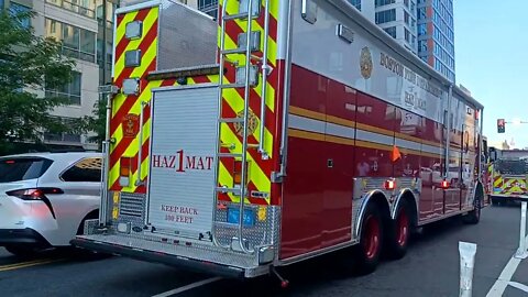 Boston fire department respond to a chemical spill inside of a building