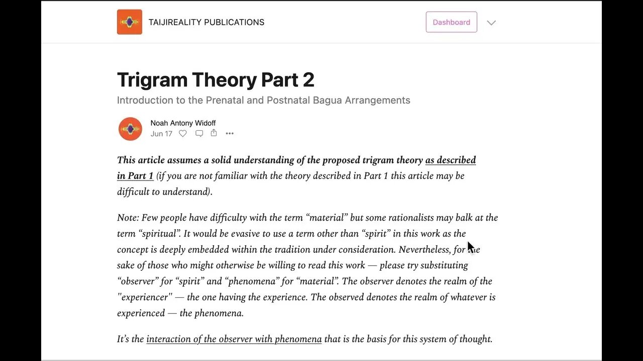 NOTICE: New Trigram/Bagua Article on Substack & Discussions on academia.edu!