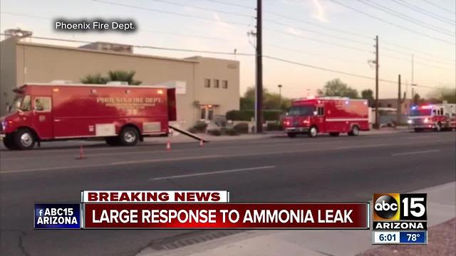 Ice warehouse in Phoenix evacuated for ammonia leak