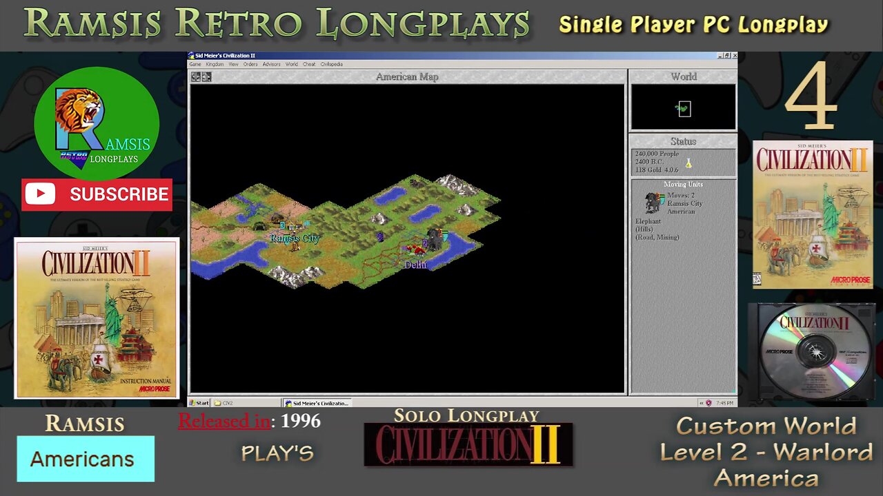 Sid Meier's Civilization II | 1996 | Windows PC | Warlord | America - Episode #4 | Let's Play