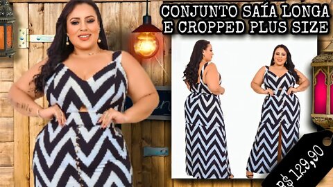 🛍️ CONJUNTO SAÍA LONGA E CROPPED PLUS SIZE FORMA GRANDE