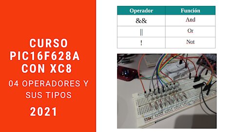 Curso de microcontroladores PIC16F628A con XC8 4ª Parte: Operadores y sus tipos.