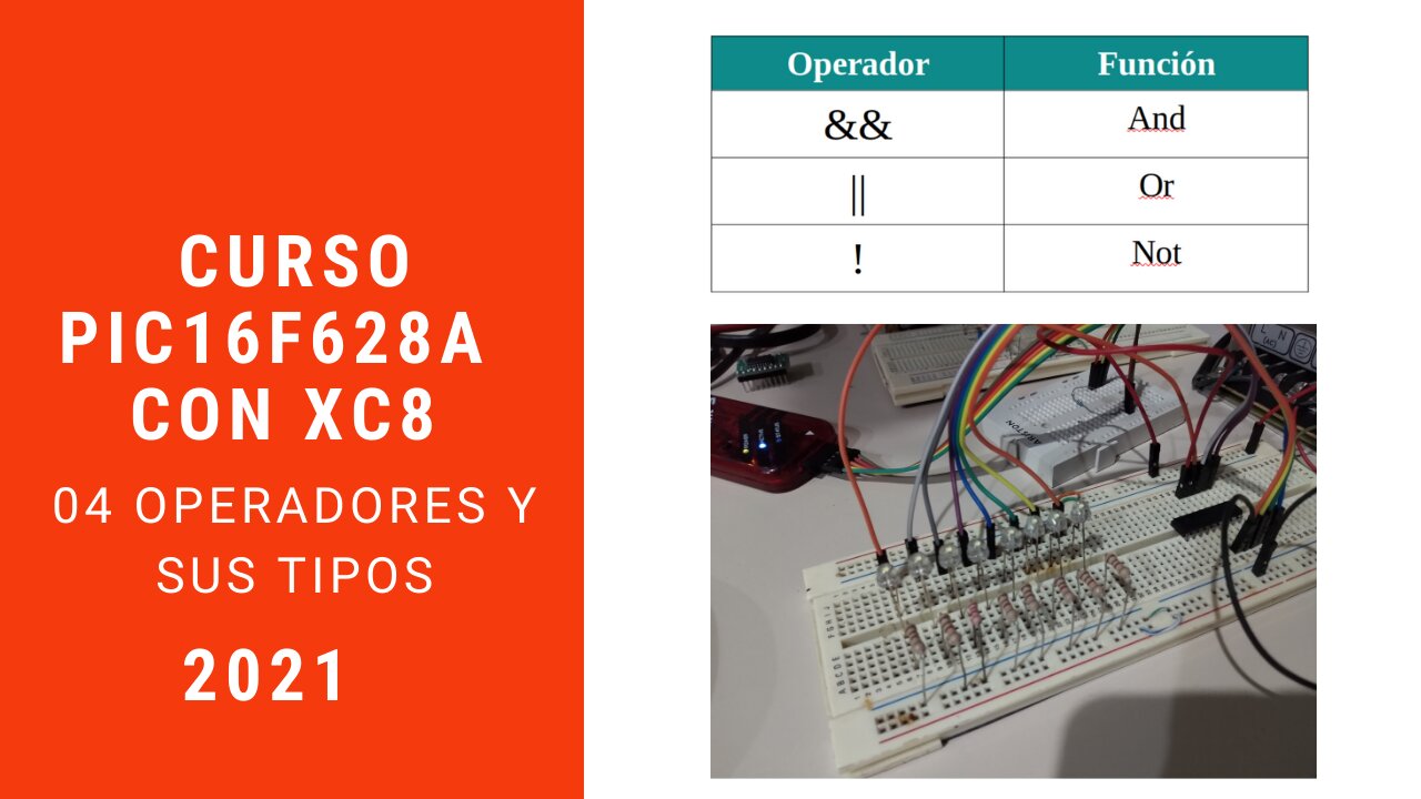 Curso de microcontroladores PIC16F628A con XC8 4ª Parte: Operadores y sus tipos.