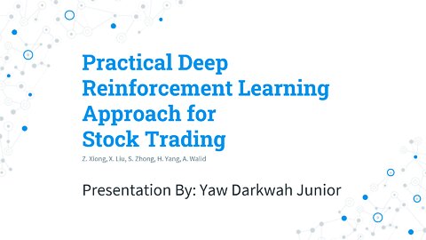 Practical Deep Reinforcement Learning Approach for Stock Trading