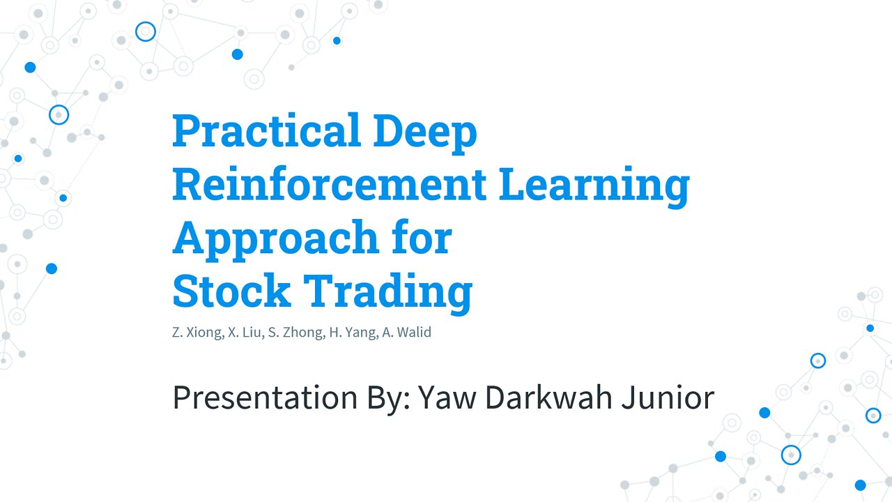 Practical Deep Reinforcement Learning Approach for Stock Trading