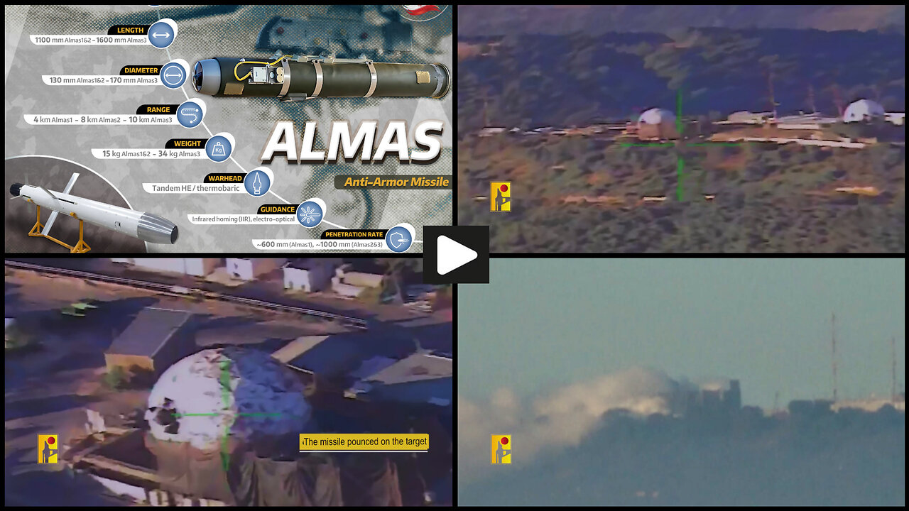 Hezbollah with Almas ATGM hits IDF Meron Air command and control base