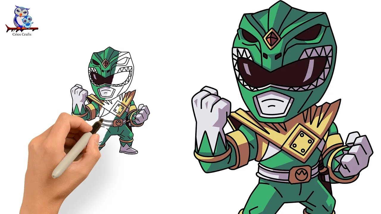 How to Draw Green Ranger Chibi - Mighty Morphin Power Rangers