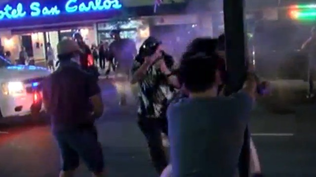 VIDEO: Close up shot of protesters sprayed with pepper spray