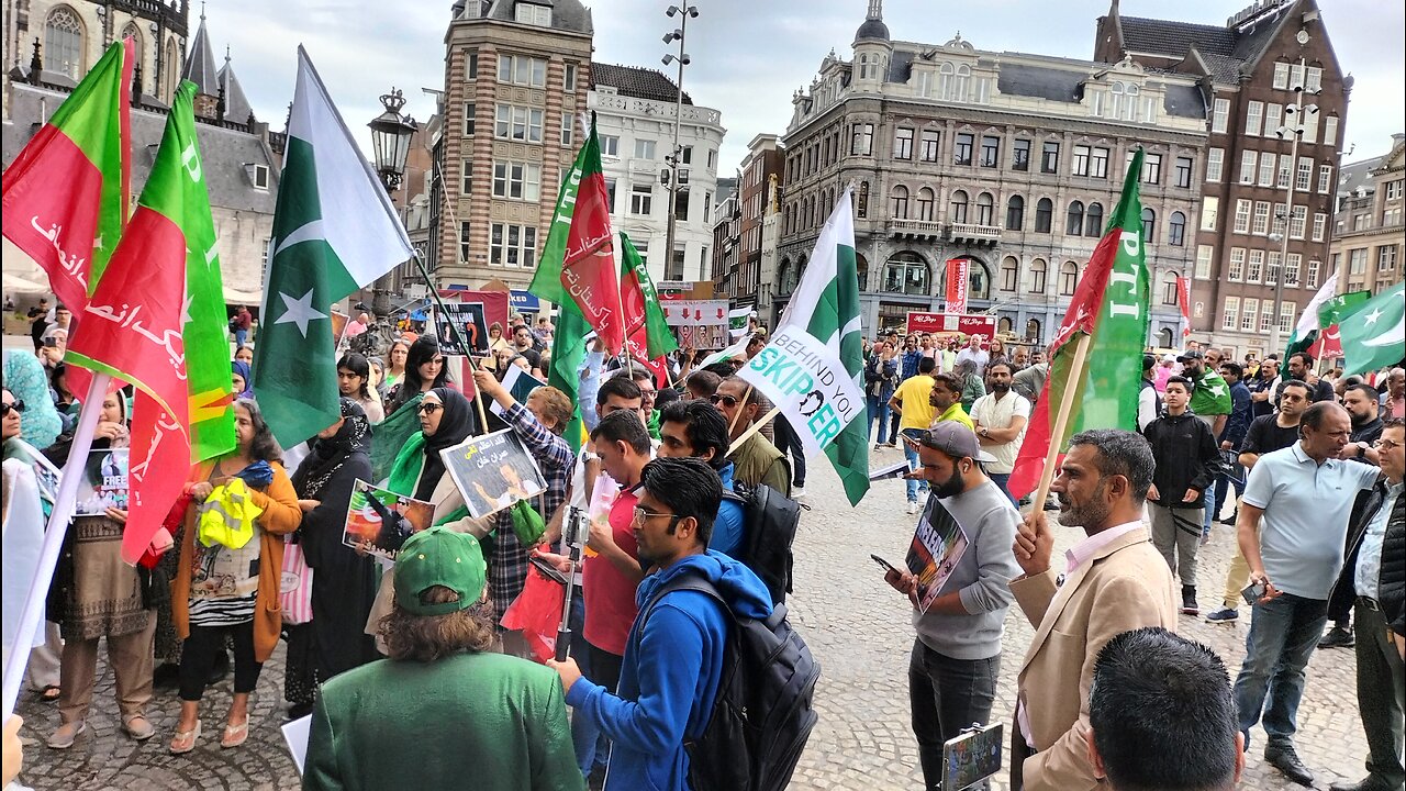Protest in the favor of Imran Khan in Amsterdam, Netherlands