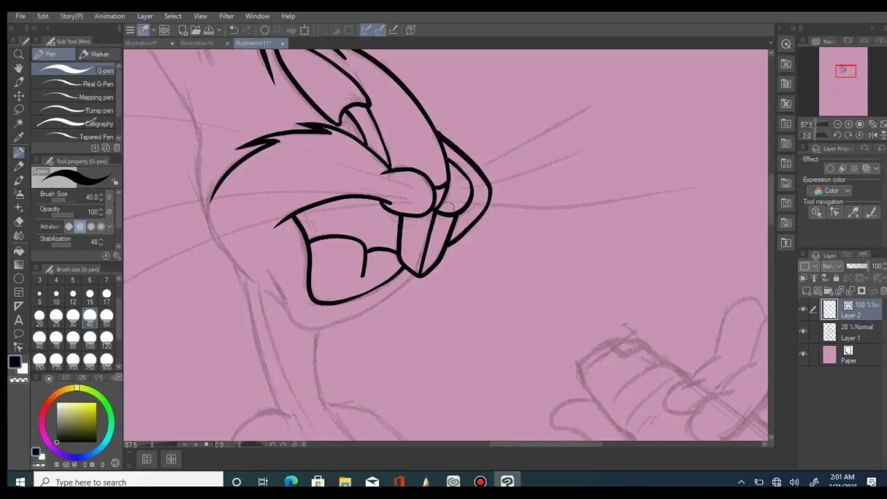 Drawing Bugs Bunny in CLIP STUDIO PAINT Timelapse drawing