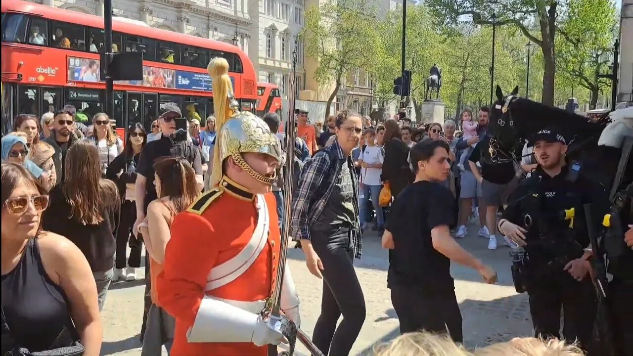 Every one gets a scare 😱 and laughs make way #horseguardsparade