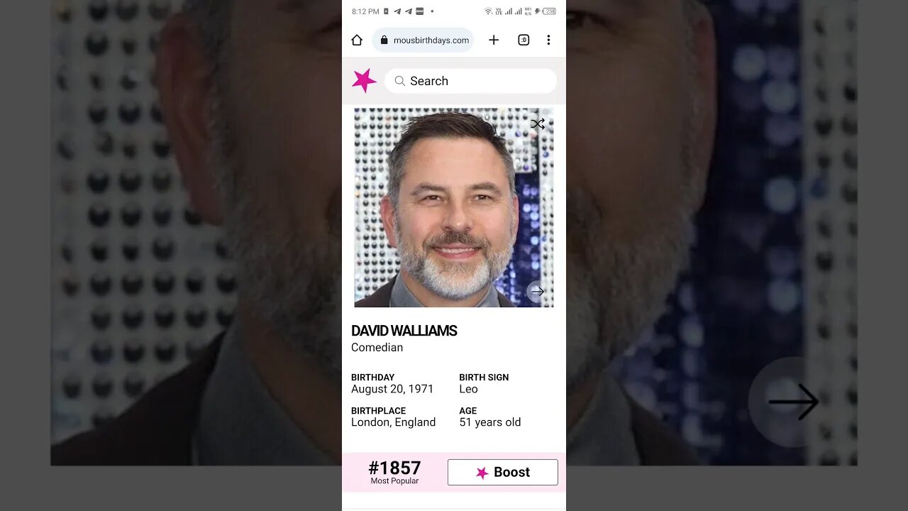 DAVID WALLIAMS HAPPY 51 BIRTHDAY