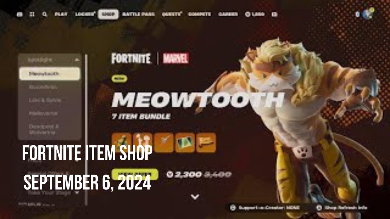 Fortnite Item Shop|September 6, 2024(*New* Meowtooth Bundle)