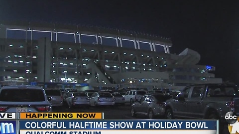 Colorful halftime show at Holiday Bowl