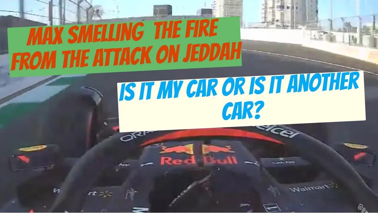 #SaudiArabianGP FP1 Max smelling the fire from the attack on the Aramco oil facility in Jeddah