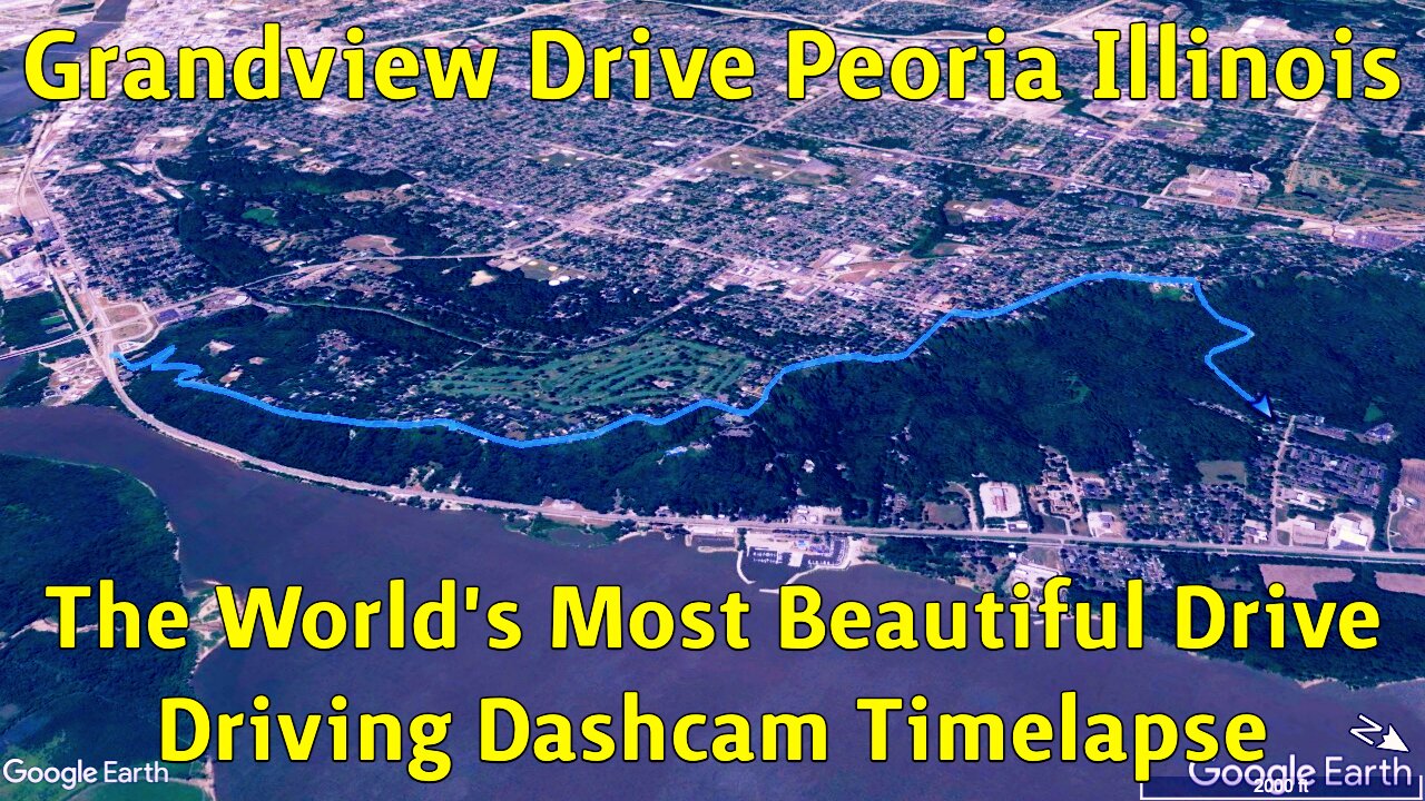 GRANDVIEW DRIVE PEORIA ILLINOIS / The World's Most Beautiful Drive / Driving Dashcam Timelapse