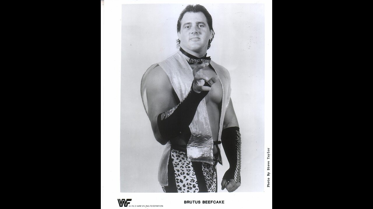 1986 wrestling commercial-Brutus beefcake laughing while posing on his knees