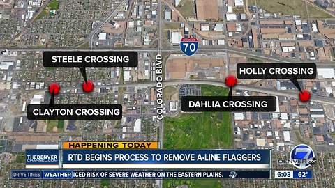 Flaggers at four A Line rail crossings to be removed Friday