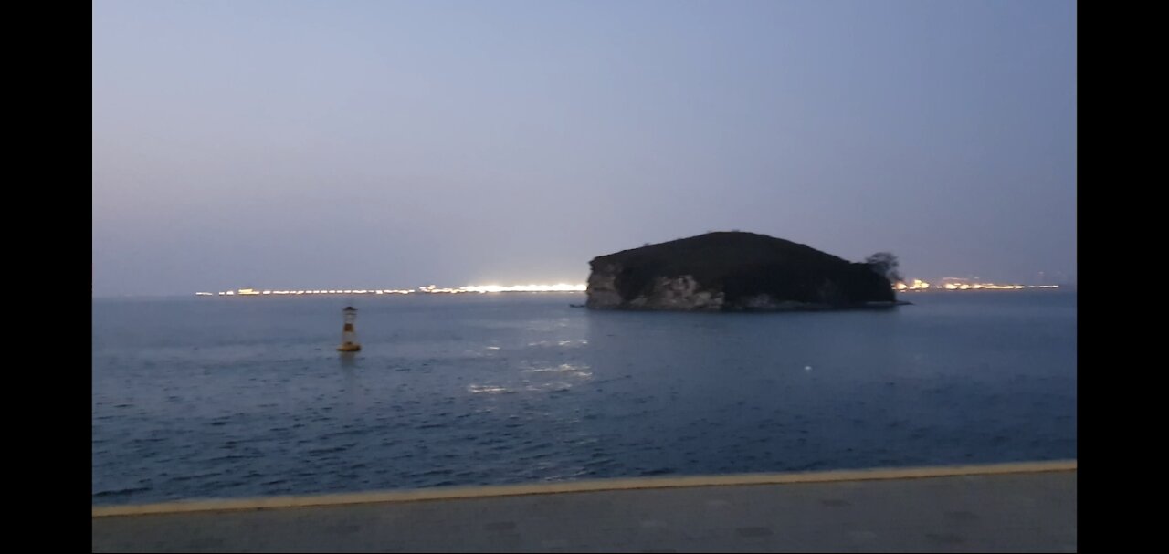 A nearby island in the evening