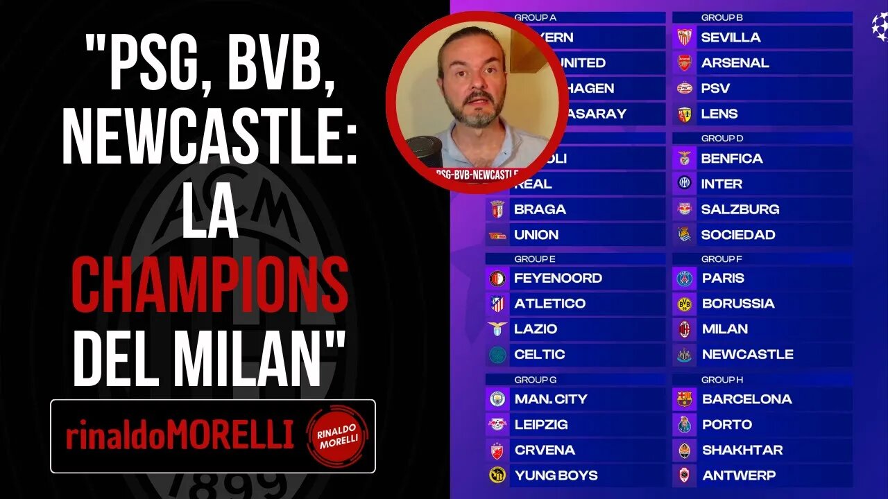 Champions: Il MILAN con PSG, BVB e Newcastle!