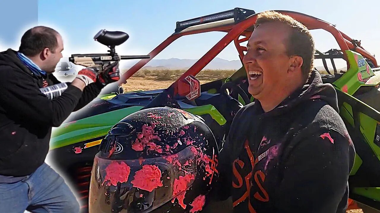 Sxs race gets out of control! Rzr vs x3. Paintball challenge