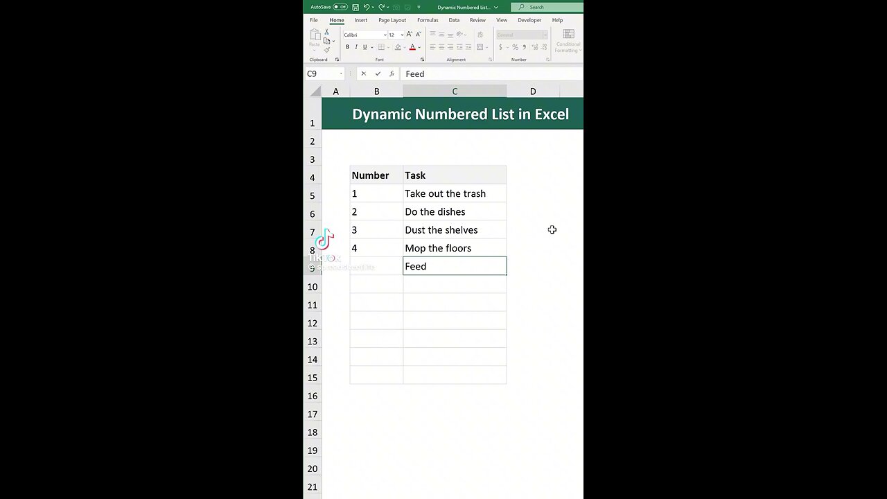 Add automatic numbers in excel