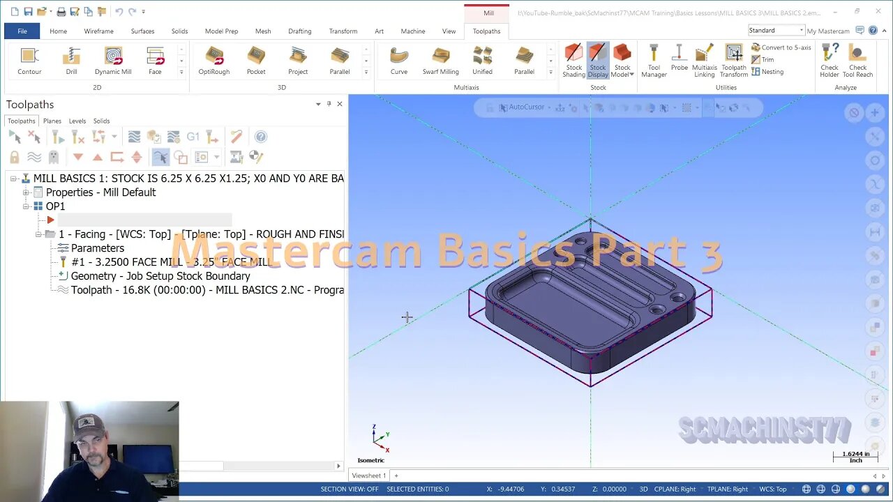 MASTERCAM - TOOL PATH CREATION PART 3 BASICS SERIES