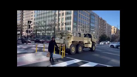 2/27/22 Richard Citizen Journalist in DC-Video 1-First of Many Military Vehicles Spotted in DC