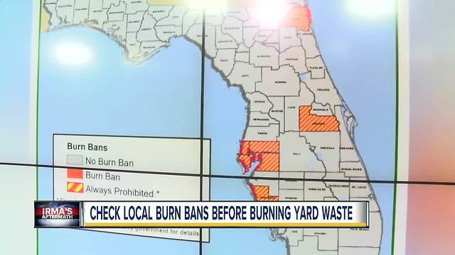 Check local burn bans before burning yard waste from Hurricane Irma