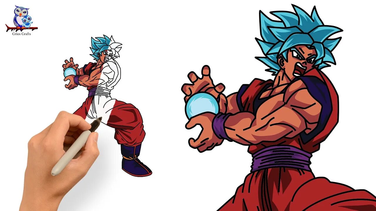 How to Draw Goku Super Saiyan Blue - Dragon Ball Super