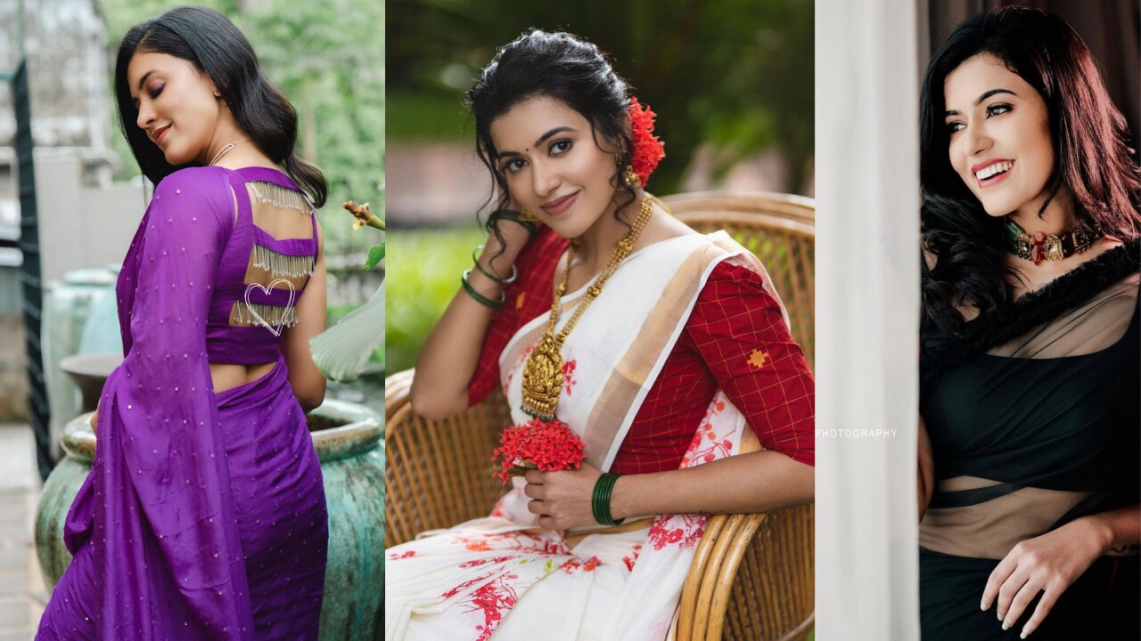 Anju kurian saree collection |Actress saree collection |mallu actress |saree hot collection