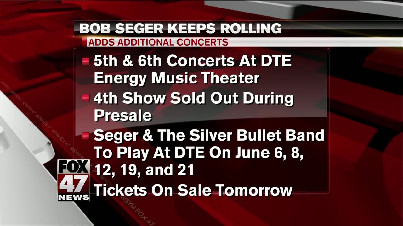 Bob Seger adds 5th, 6th show at DTE Music Theatre