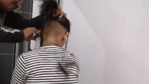 forced haircut beautiful girl| bob undercut before headshave haircut