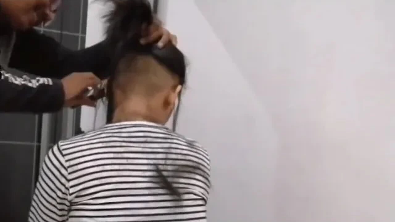 forced haircut beautiful girl| bob undercut before headshave haircut