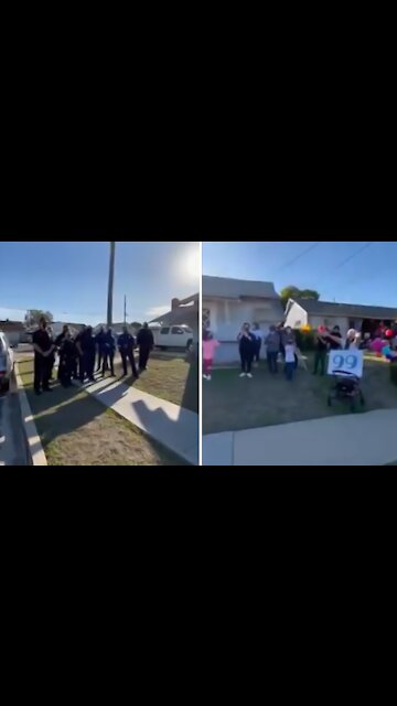 San Diego Police Officers sing 'Happy Birthday' to 99-year-old woman