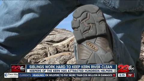 Brother, sister and team work hard to keep Kern River clean