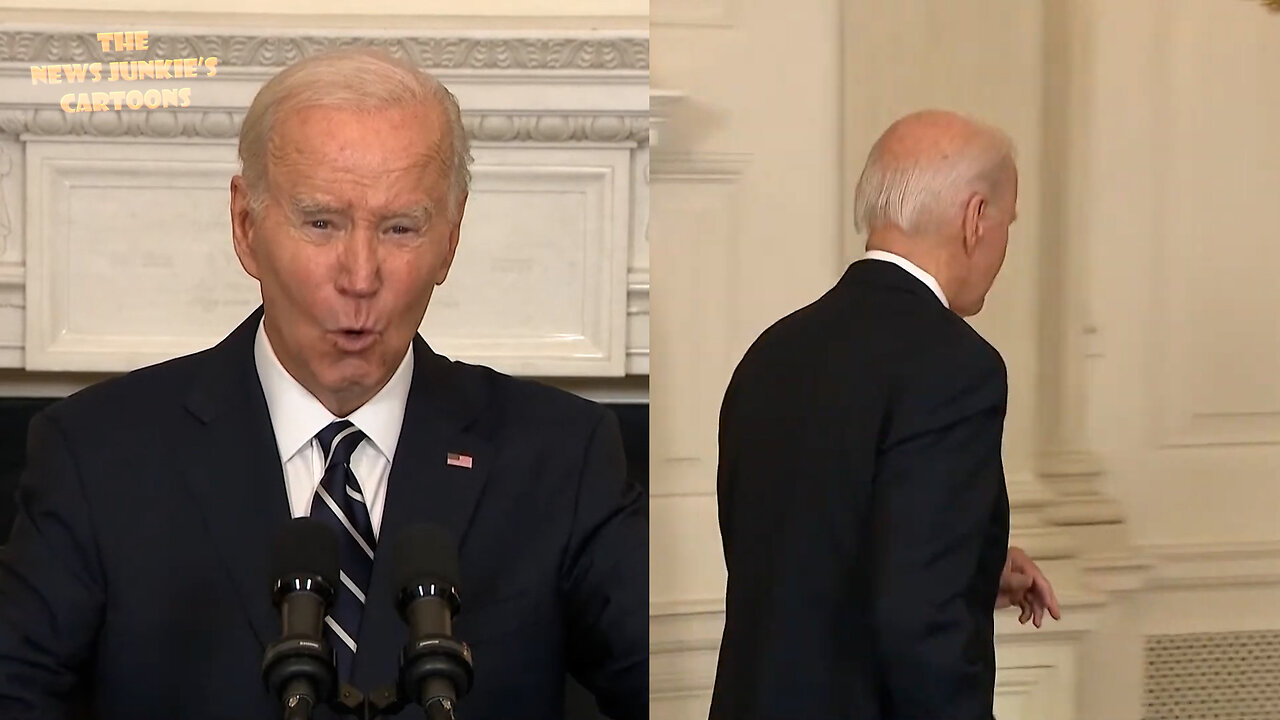 Biden tells the world about what happened more than 15 hours before and shuffles away.