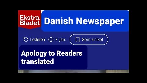 DENMARK NEWSPAPER apologizes to readers