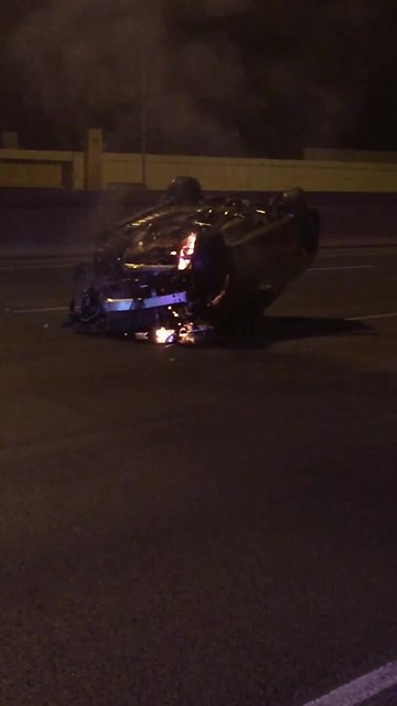 Greenwood Village car crash and fire on I-25