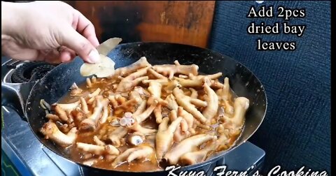 Add Dried Bay Leaves And Continue To Stir And Cook The Chicken Feet