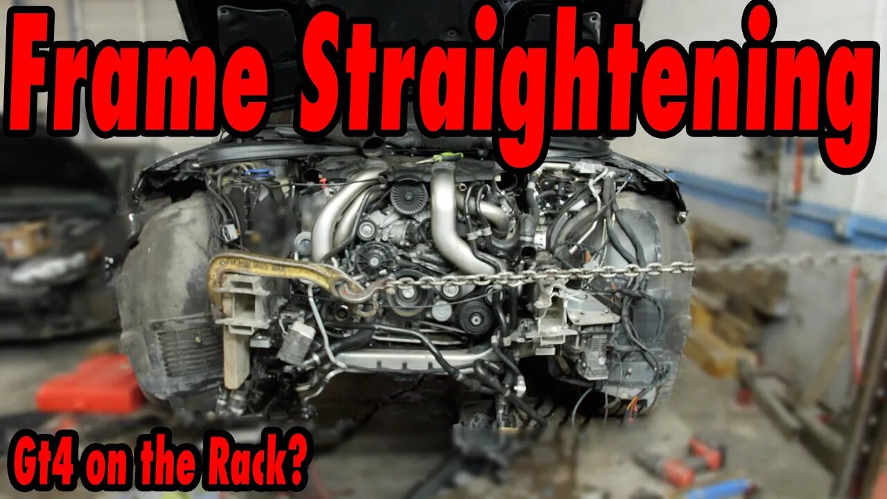 Fixing Bent Mercedes S500 Frame Rails on the Frame Rack. Rebuilding Wrecked Mercedes s550 part 2