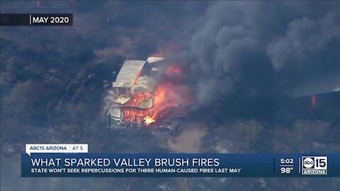 Last May's Valley Brush Fires: Three human-caused, state won't seek repercussions