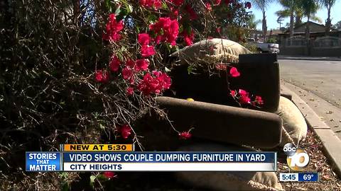 Couple dumps furniture in City Heights yard
