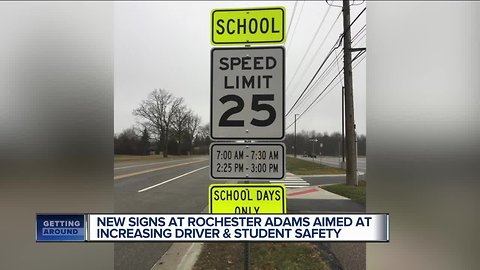 New signs at Rochester Adams High School aimed at increasing driver, student safety